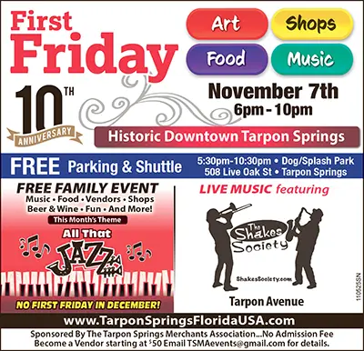 First Friday Event in Tarpon Springs Florida - November 2025 - Tarpon Springs Merchants Association