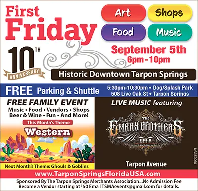 First Friday Event in Tarpon Springs Florida - September 2025 - Tarpon Springs Merchants Association